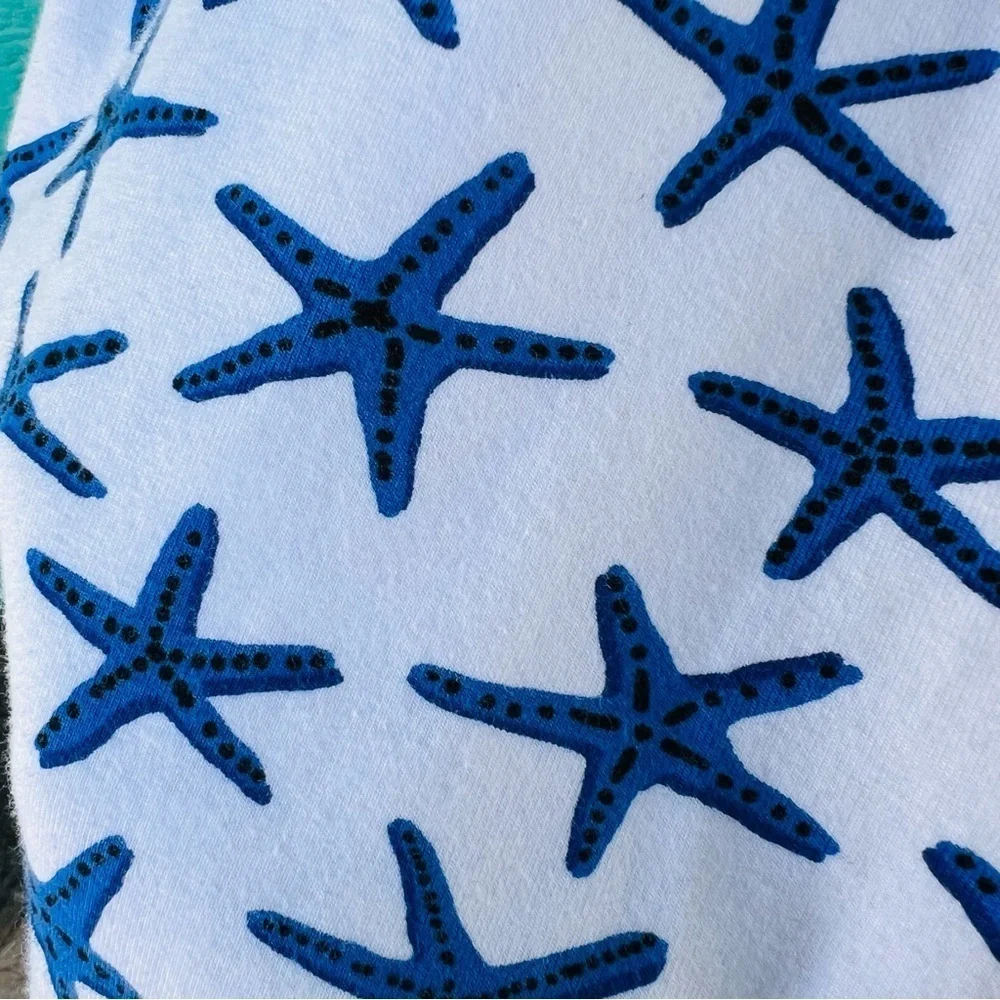 KATE SPADE BROOME STREET SOFT COTTON STARFISH NAUTICAL BLUE WHITE DRESS SMALL